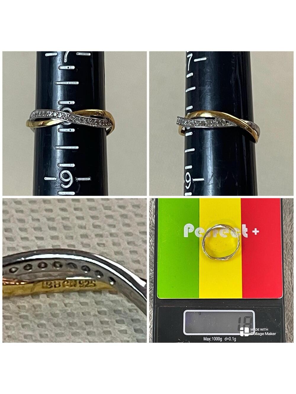 Sterling Silver 925 IBB CN Two-Tone Twist CZ Ring Size 8